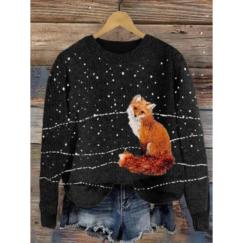 Little Flower digital printed round neck polyester sweater shown in one of twelve available colours.