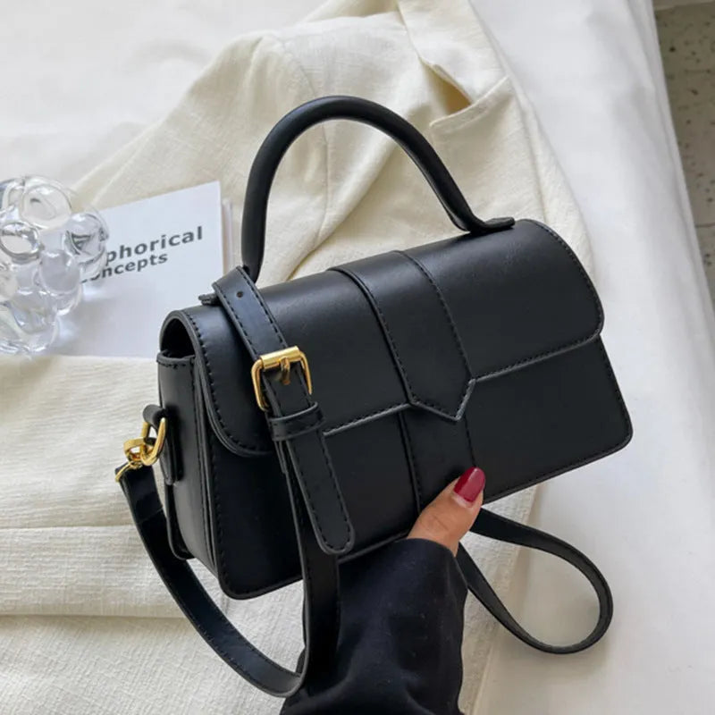 Women's PU messenger bag in horizontal square design with 22cm width, available in multiple colours