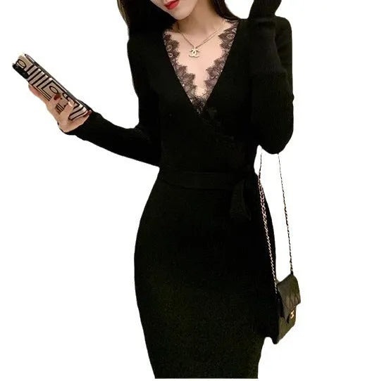 Black women's slim fit princess dress skirt made from polyester fabric