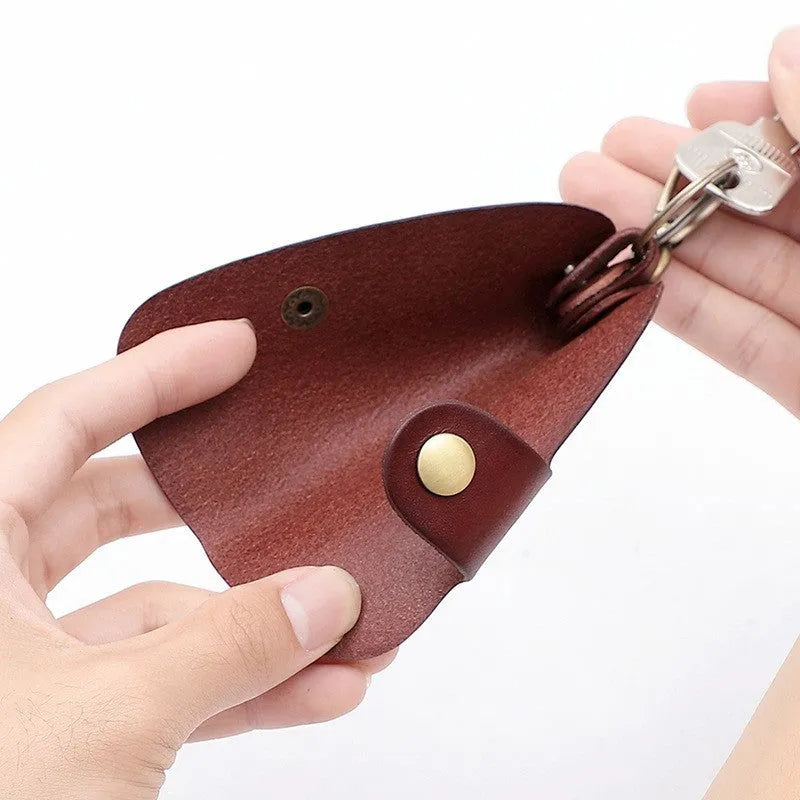 Genuine leather car key case in four colour options: black, brown, coffee and purplish red