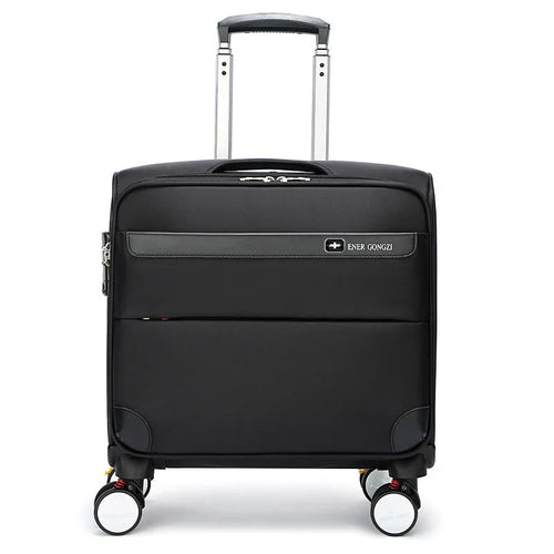 Black 18-inch Oxford cloth business suitcase with retractable handle and universal wheels