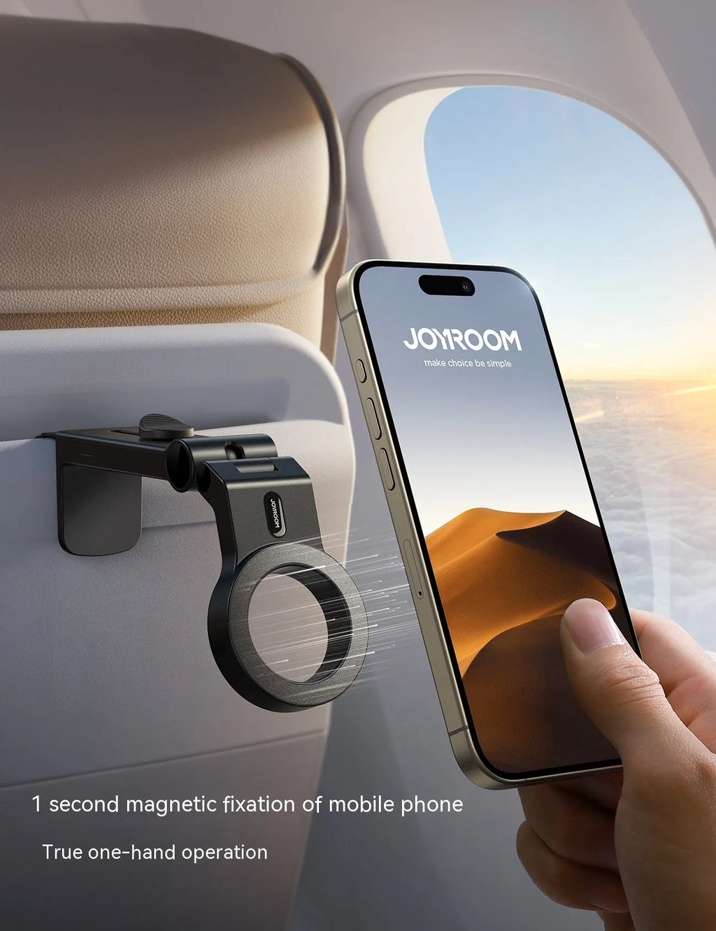 Black universal magnetic desktop phone holder for 4.7 to 7.0 inch devices, made from ABS PC material.