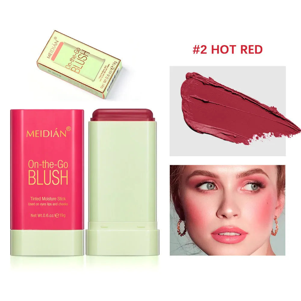 High-gloss portable solid blush cream in compact, 19g, available in 3 colours