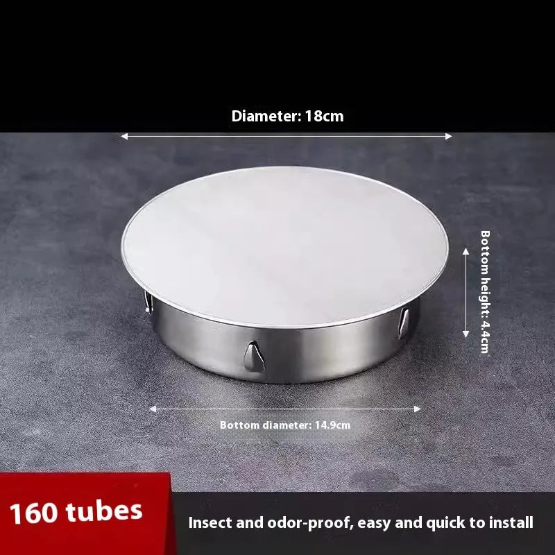 Stainless steel inlay deodorant floor drain cover with tube plug for 201-160 mm waste pipes