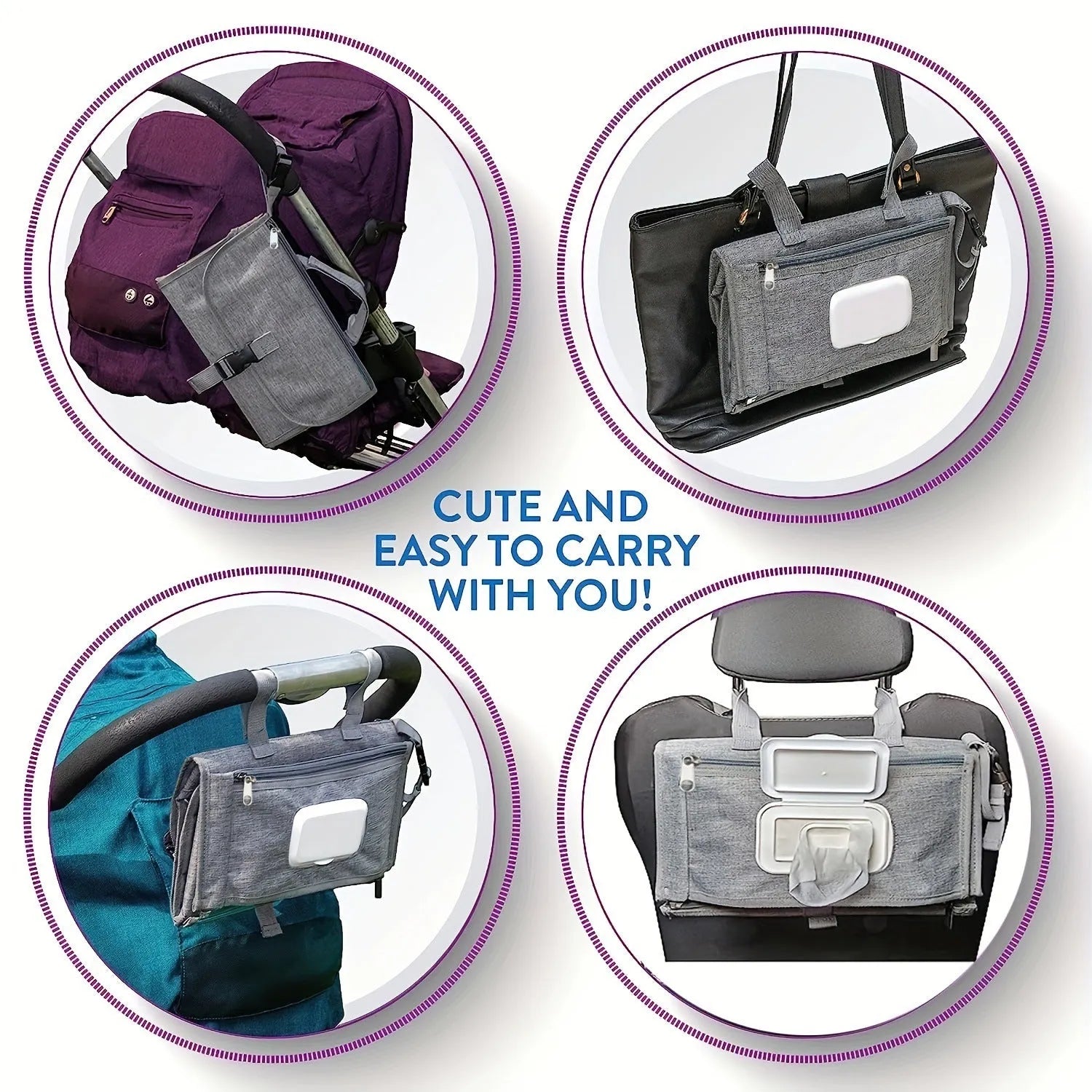 Portable waterproof baby change pilch with Oxford fabric and PEVA lining in grey