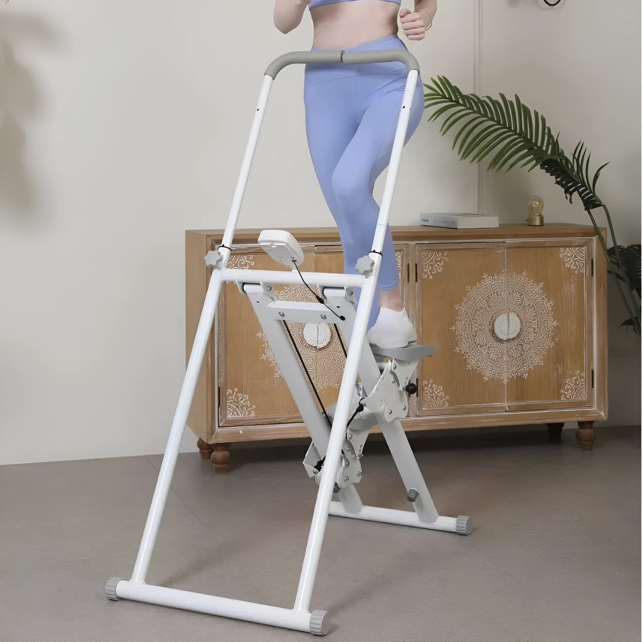 White foldable treadmill climbing frame for home gym fitness equipment