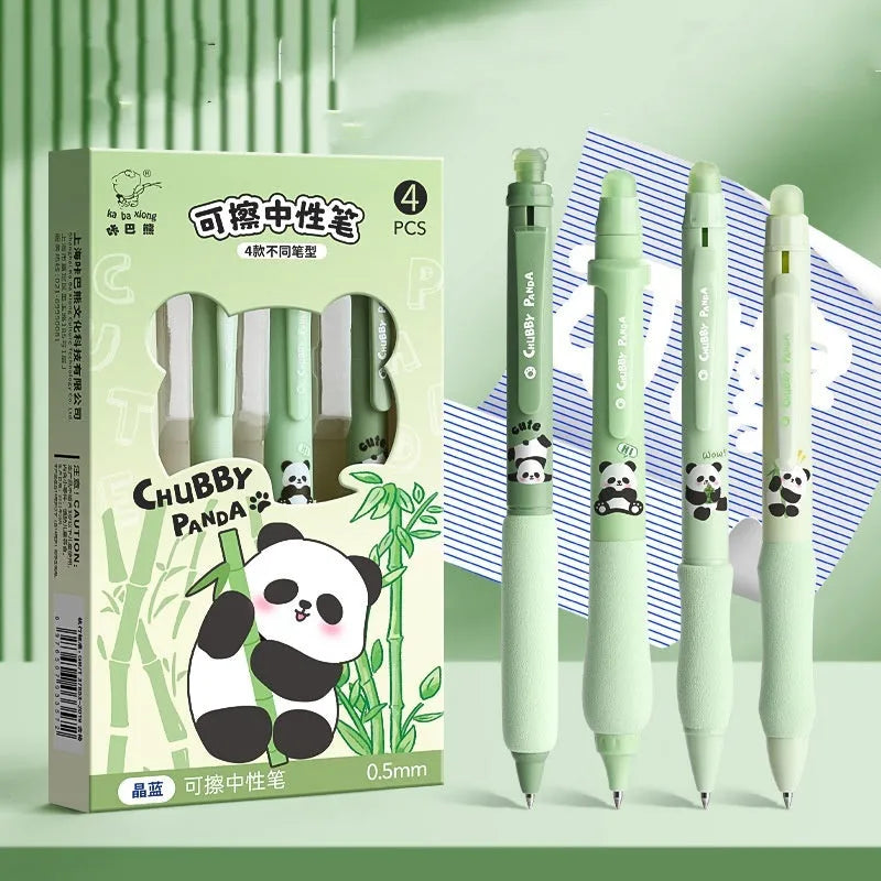 Cartoon printed erasable gel pen with 0.5mm tip in black and crystal blue ink options
