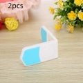 White ABS plastic corner drawer child safety lock with adhesive tape, pack of 5