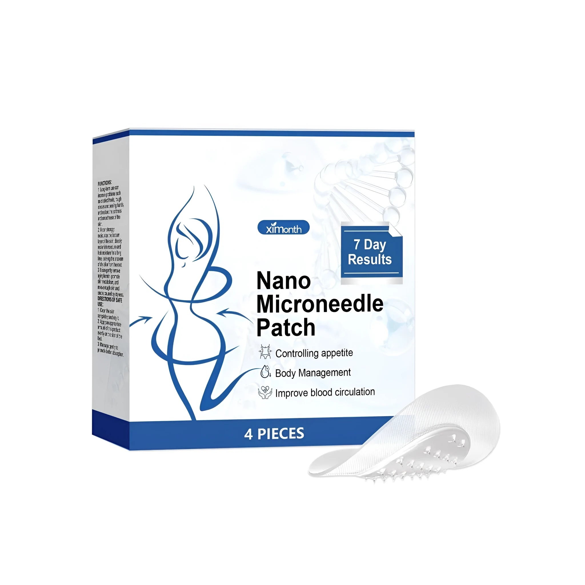 Four nano microneedle body shaping patches with cinnamon, ginger, and mugwort ingredients