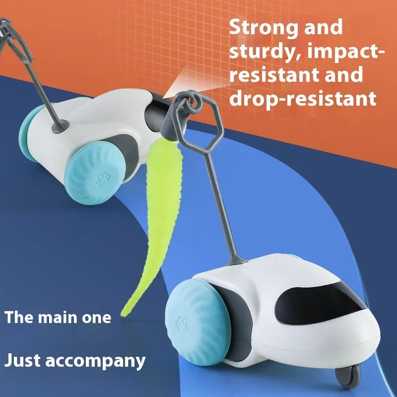 Gravity intelligent running car cat toy in light grey blue colour with USB Type-C charging port