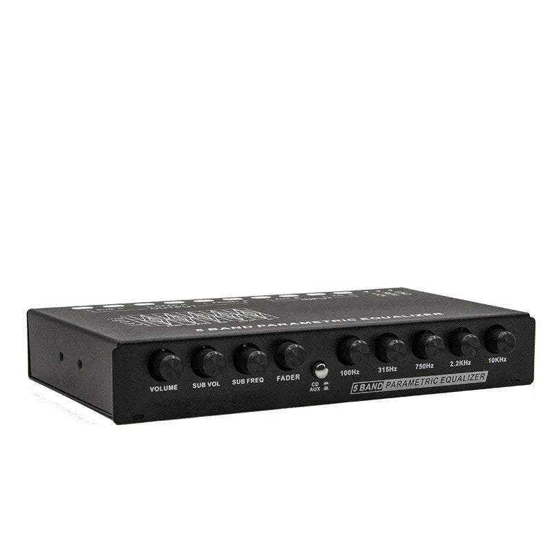 Black car audio EQ tuning frequency division amplifier with control panel for six-channel output