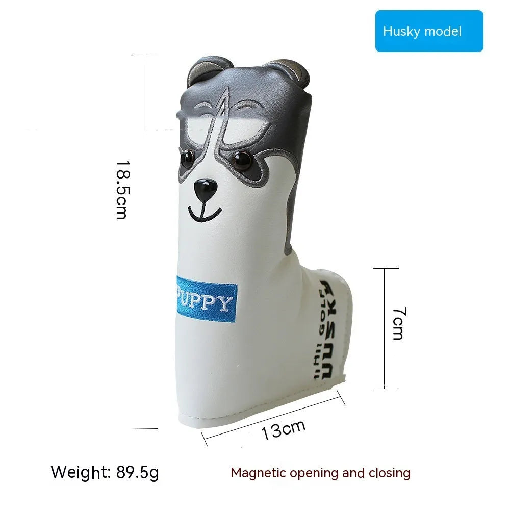 Golf straight bar putter sleeve in a selection of colourful designs with PU waterproof outer and fleece lining.