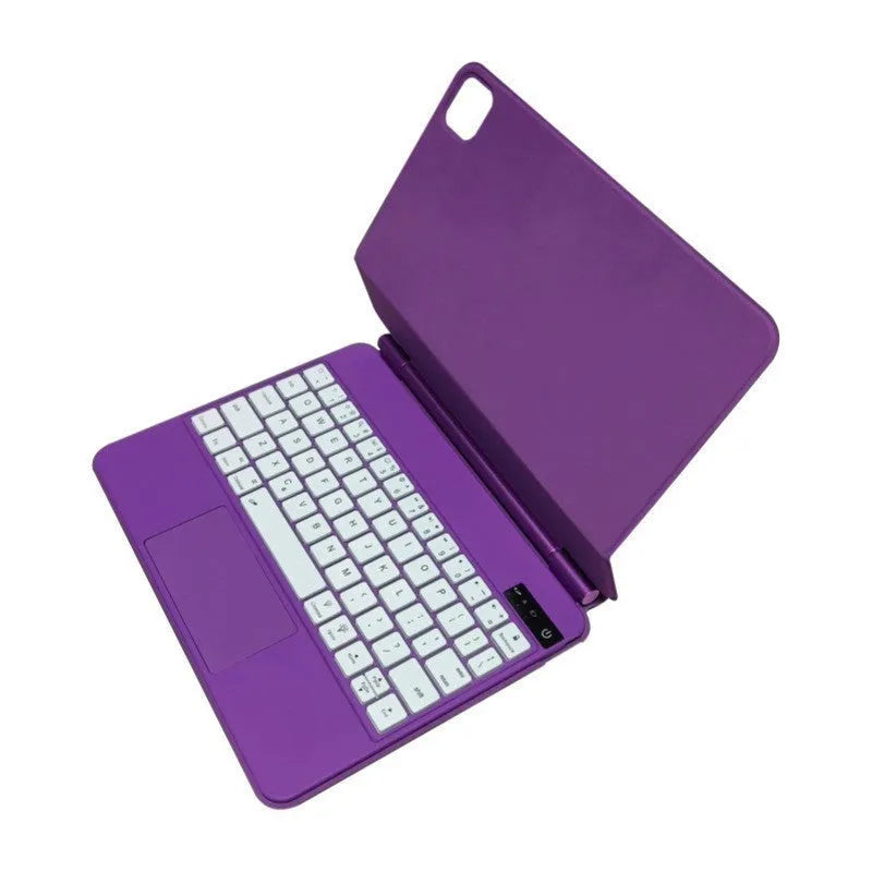 iPad wireless keyboard with magnetic protective cover in multiple colours showing Bluetooth connectivity