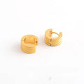 Geometric Korean style earrings with three-line frosted ornament pattern in titanium steel
