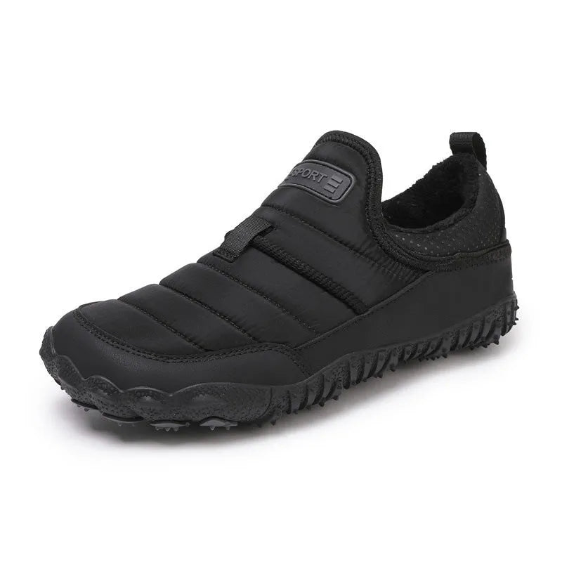 Snow boots outdoor couple non-slip warm cotton shoes with rubber sole in black colour