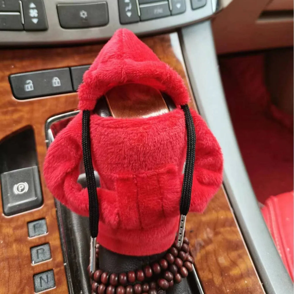 Dutch velvet car gear handle sleeve cover shown in various colours including black, red, blue, and pink.