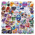 Pack of 50 colourful tea cup graffiti stickers in a Nordic style for waterproof DIY decoration.