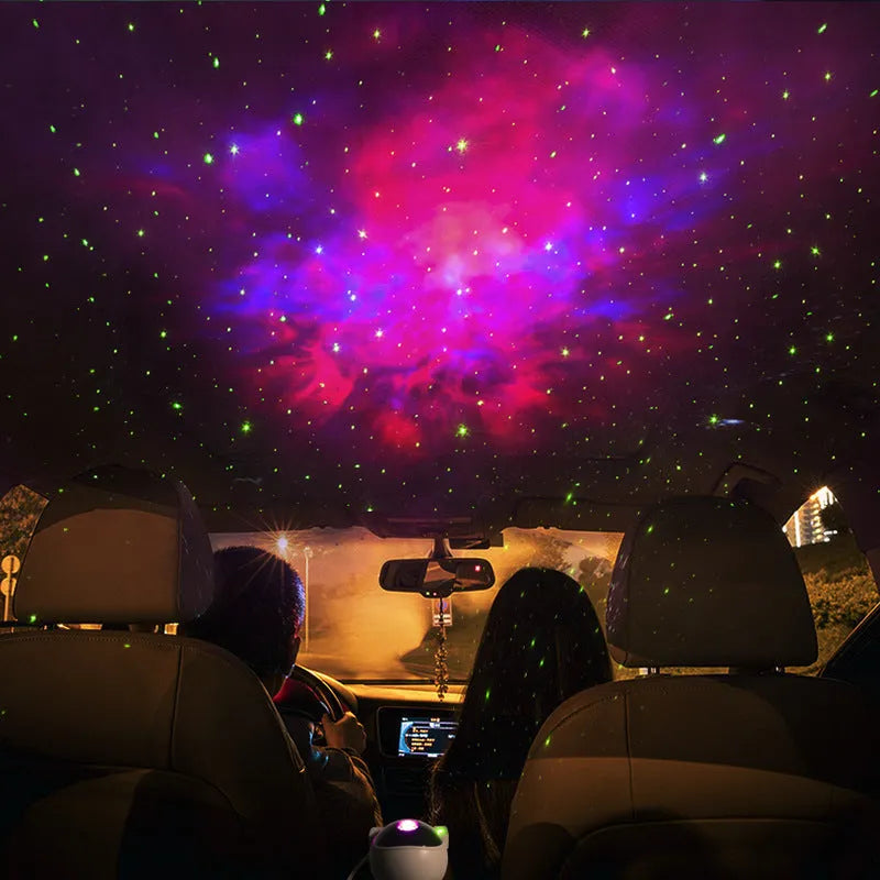 Creative astronaut galaxy starry sky projector nightlight on table with remote control, black finish