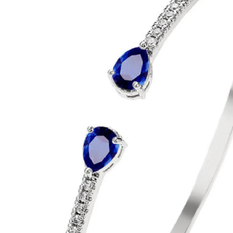 Personalised multi-zircon fashion bracelet on copper band in white and blue colour options