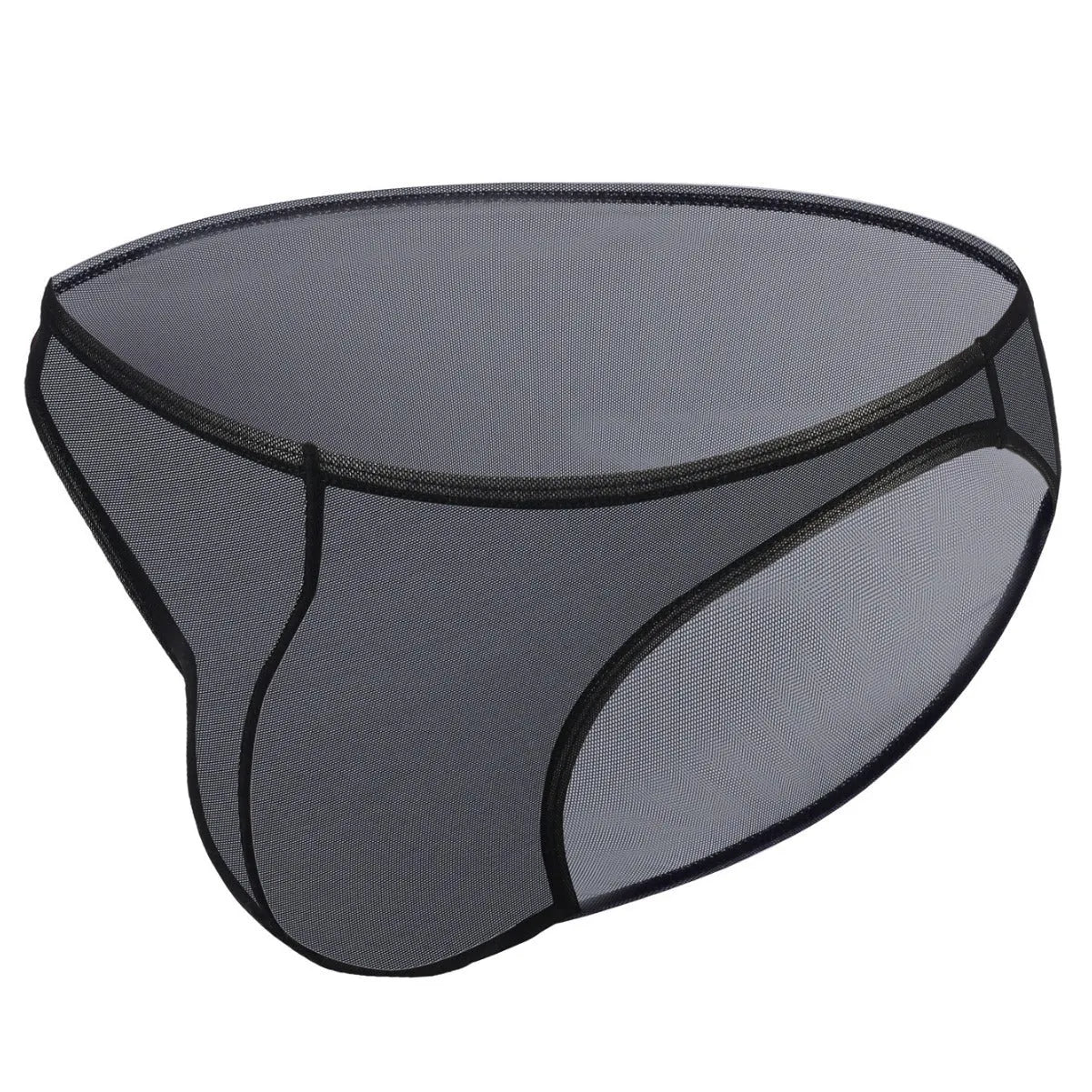 Men's black low waist ice silk shorts with quick-drying nylon fabric and triangular briefs style