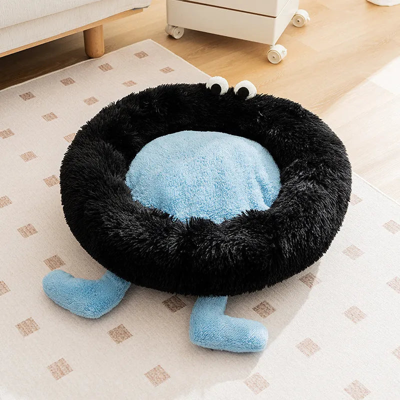 Elf Briquettes plush kennel sleeping mat for dogs and cats in blue, pink, or yellow