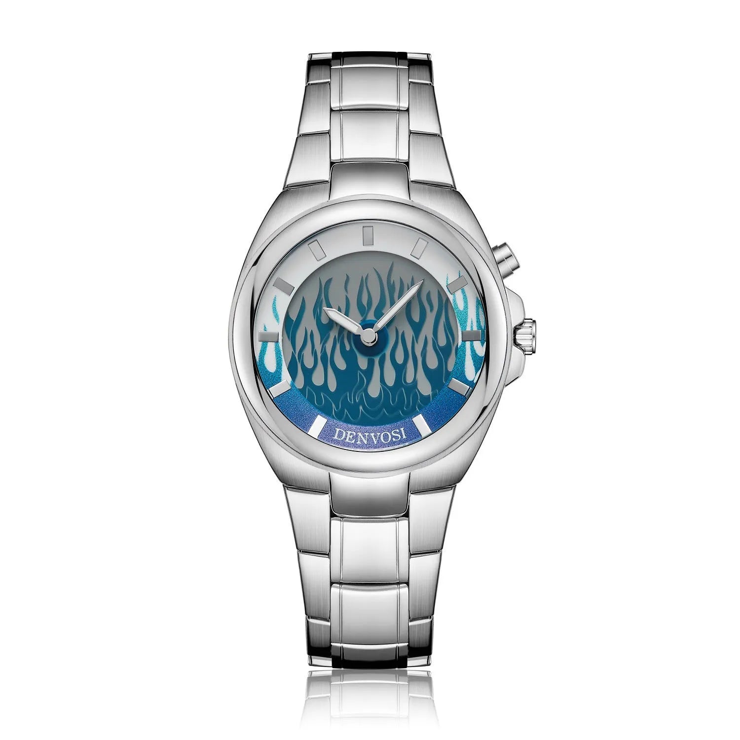 Y2K digital dual display men's watch with 40mm face, alloy strap, and stainless steel buckle in red or blue colour options