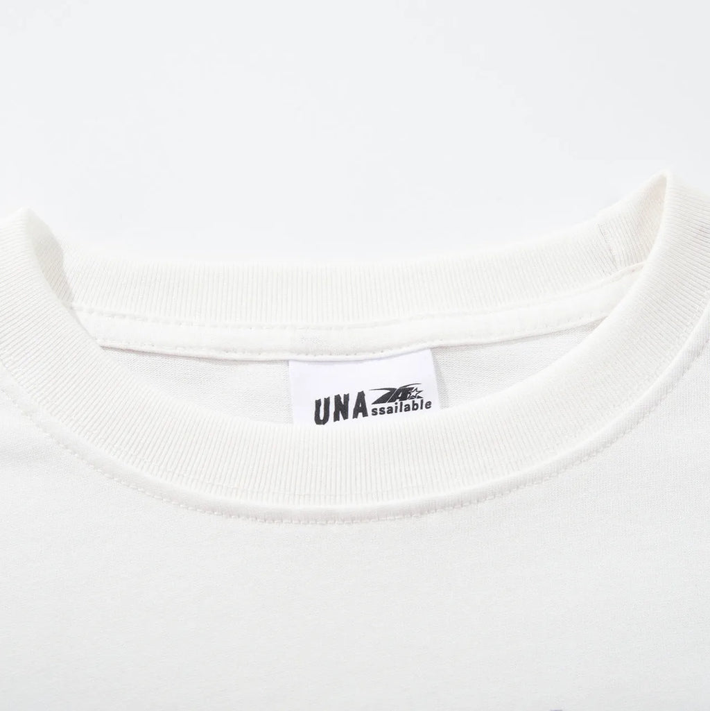 Men's loose fit cotton t-shirt with retro printed design in white colour showing short sleeves and round neck