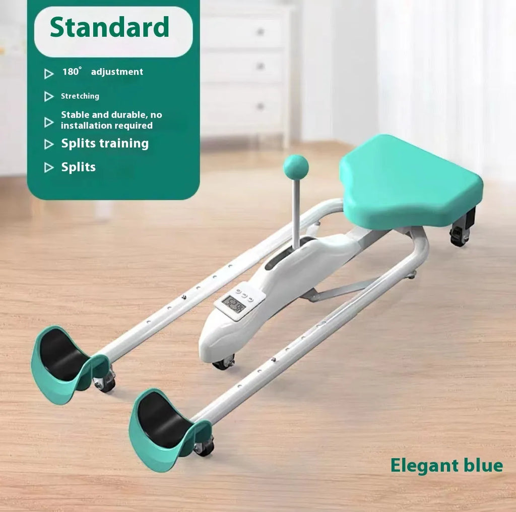 Steel frame leg stretching equipment with foam padding in blue colour with backrest