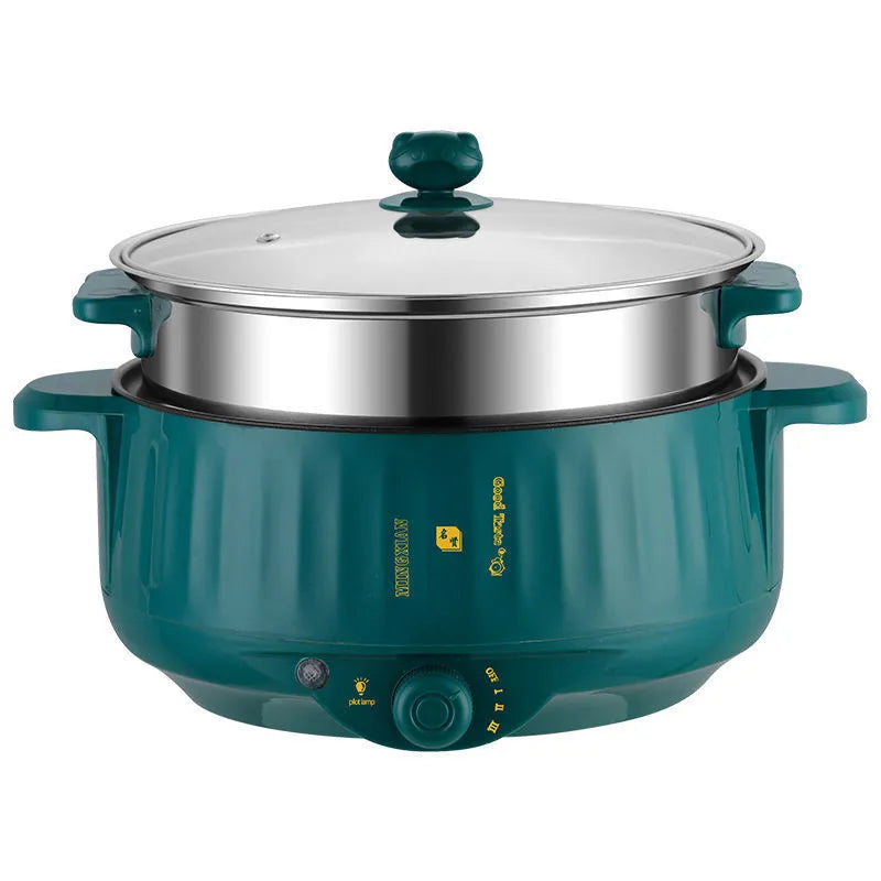 Integrated electric hot pot with stainless steel body in green or white colour