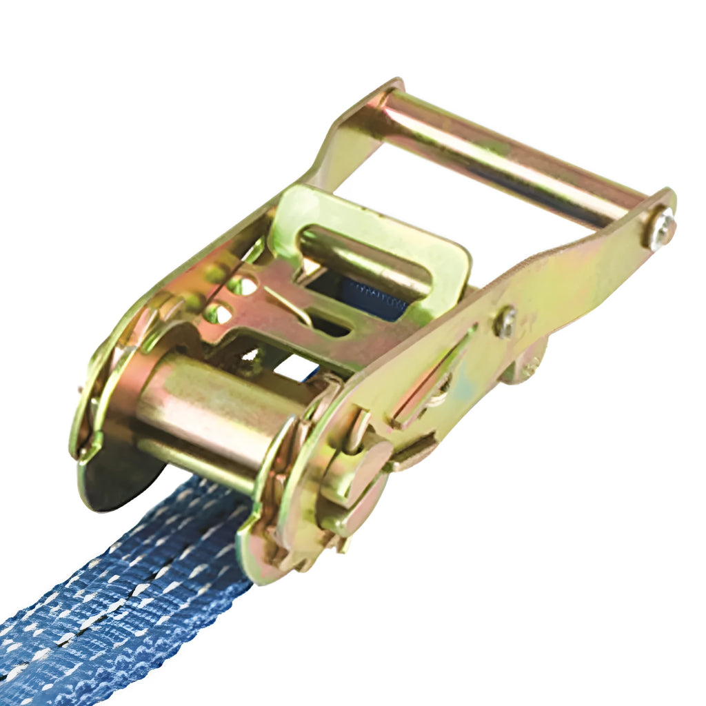 Ratchet tensioner double hook binding strap with steel hardware and polyester webbing