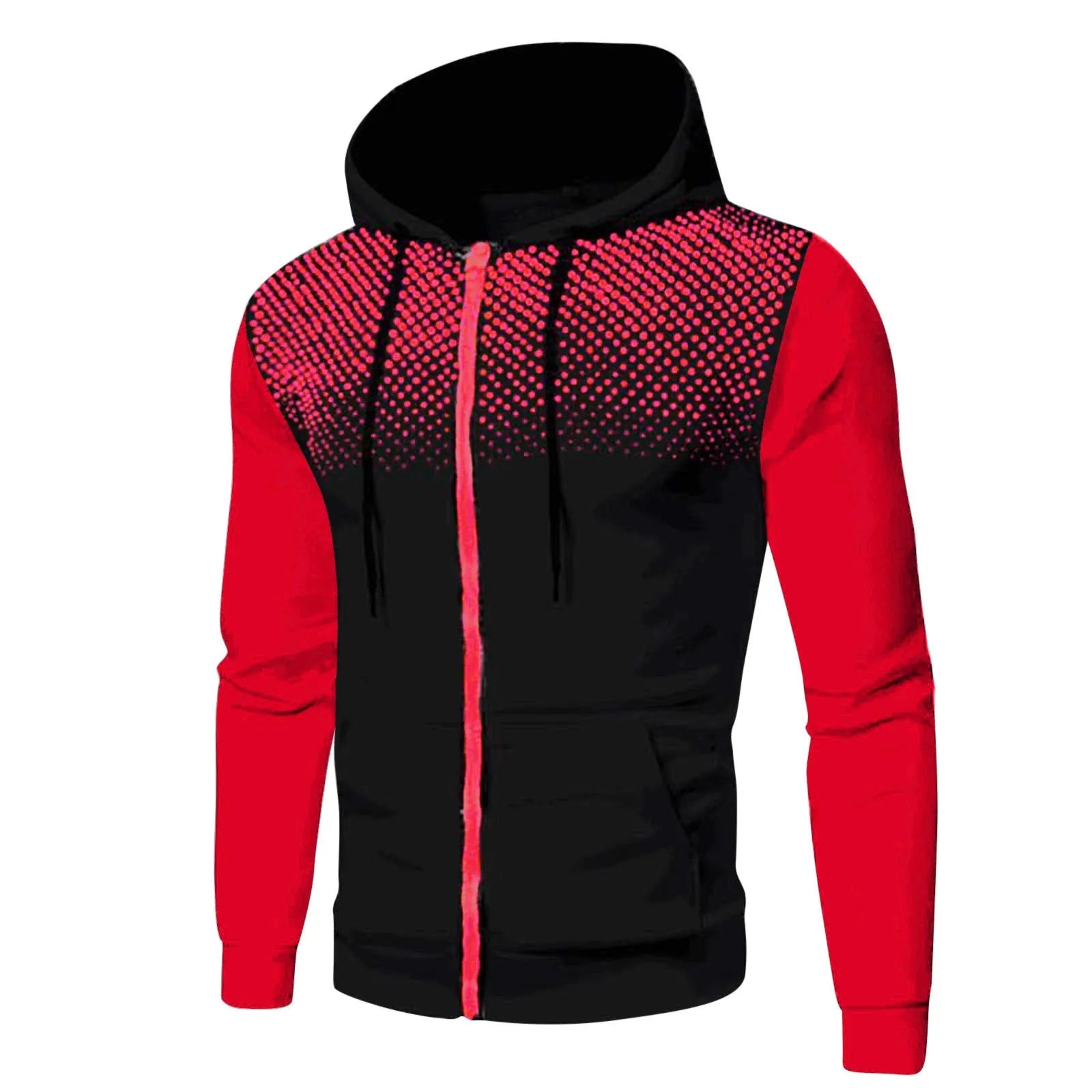 Men's zipper hooded panel sweatshirt in polyester, blue colour, full front zip