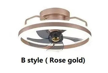 Modern simple style white ceiling fan lamp with integrated light fitting and PC blades.