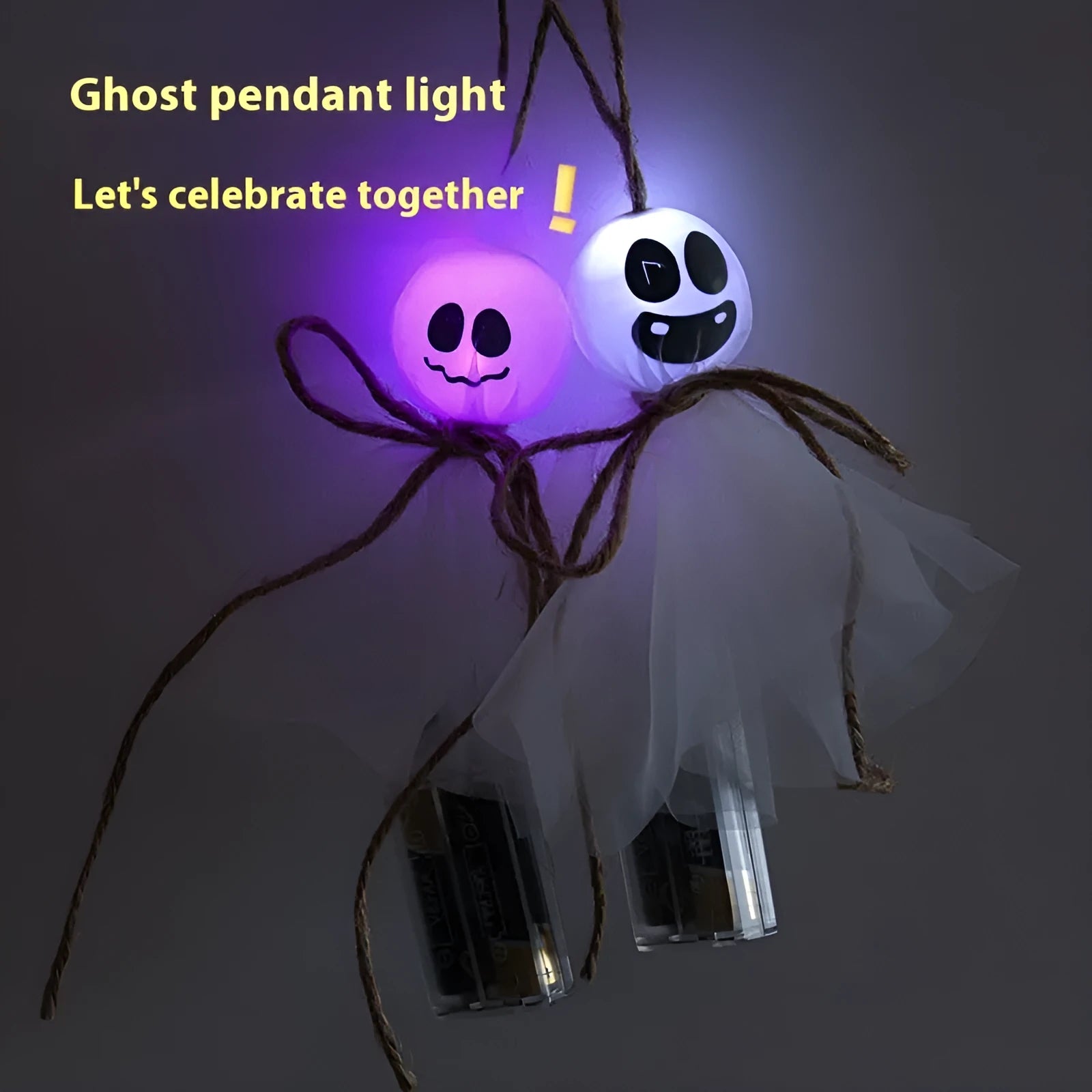 Halloween ghost LED lighting chain with colourful lights and battery box