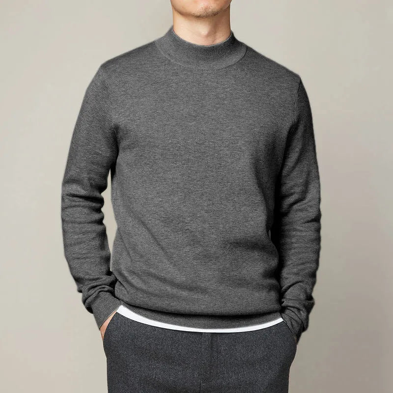 Autumn winter mock neck sweater men's undershirt loose fit Vinylon camel colour long sleeve