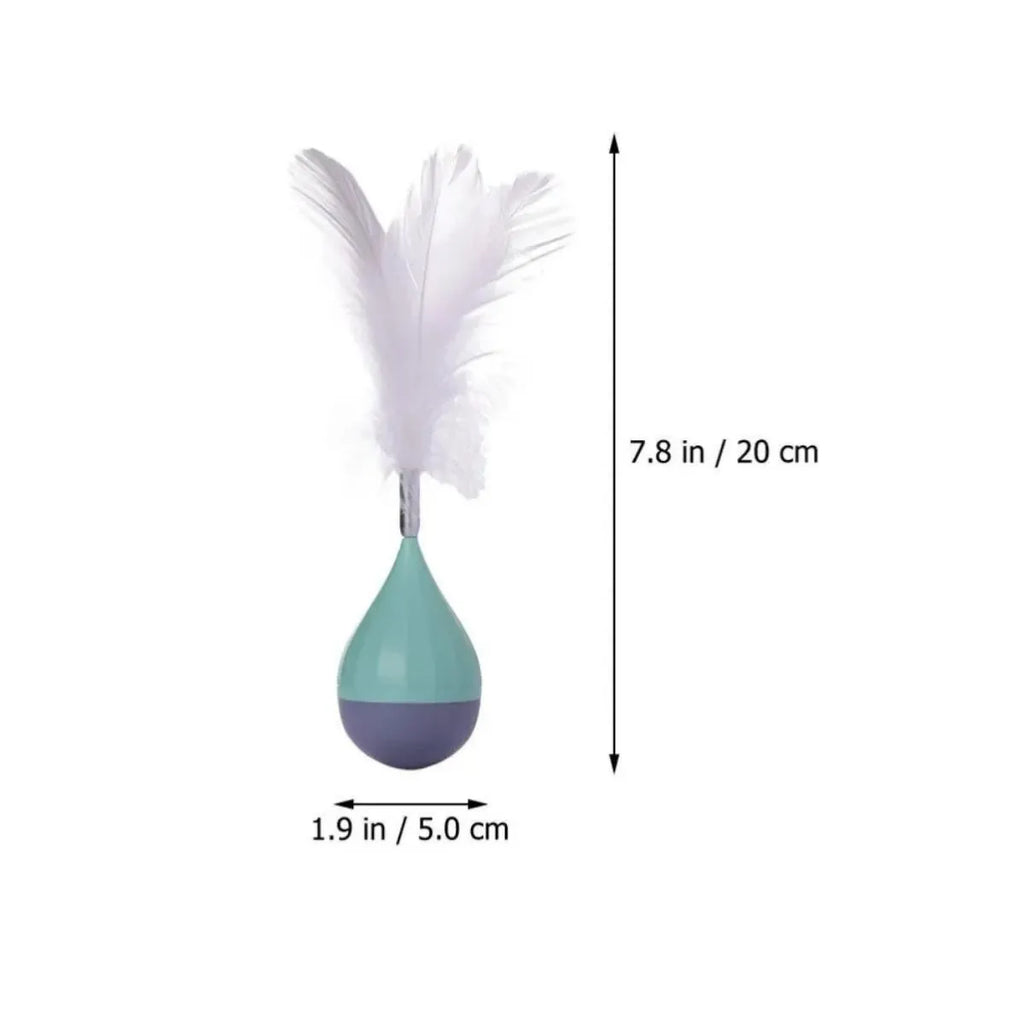 Feather tumbler cat toy with aluminium alloy tease stick and goose feather attachments