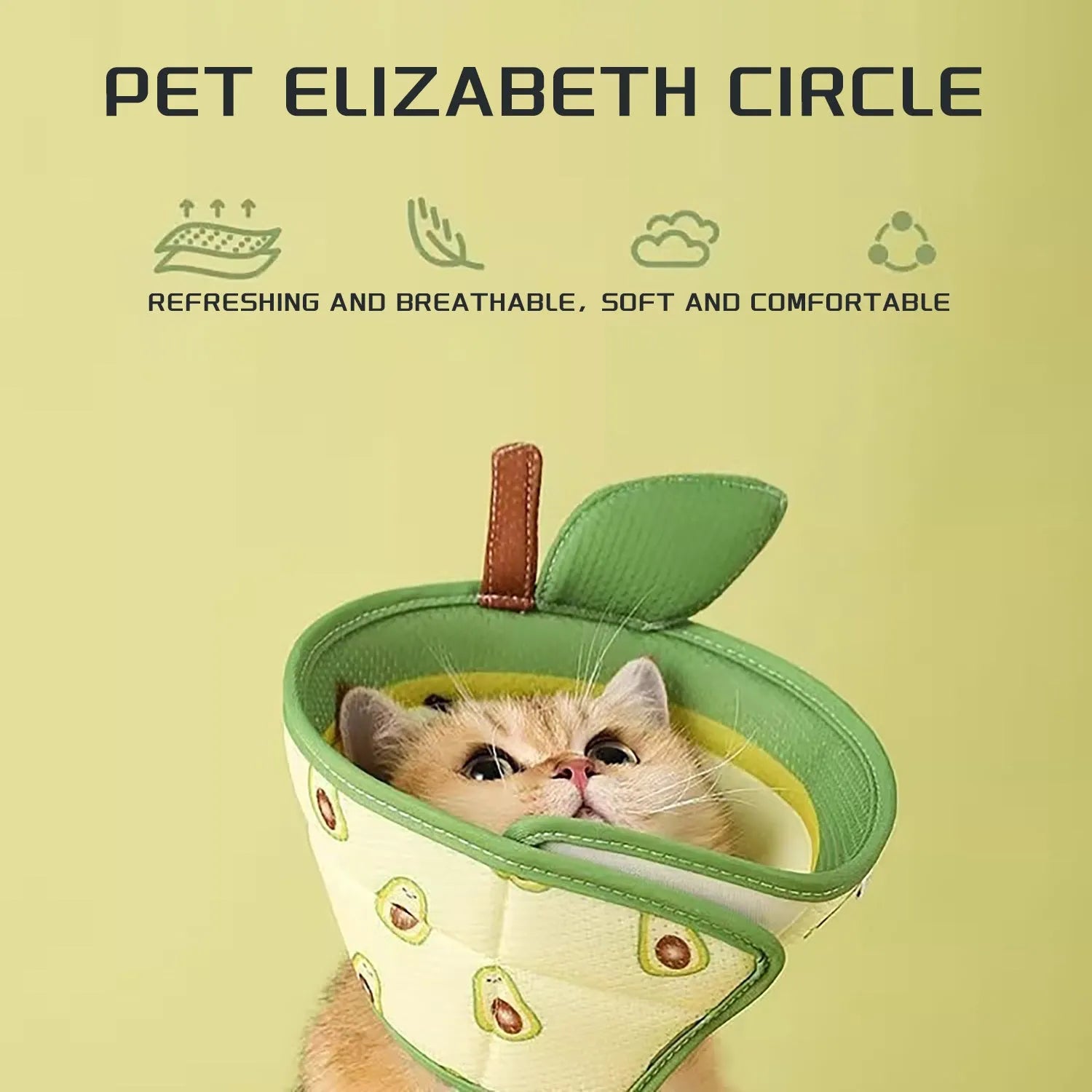 Soft EPE foam cat cone collar with adjustable strap and folding edges.