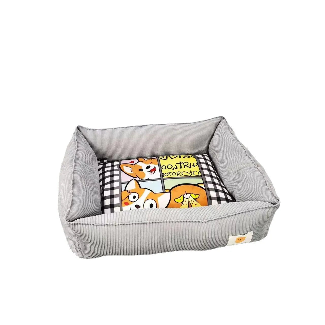 Light blue winter dog nest with soft velvet lining, shown in a 50x40cm size.