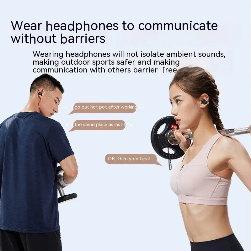 Clip-on wireless non in-ear sports Bluetooth headset in black and orange made from PC ABS