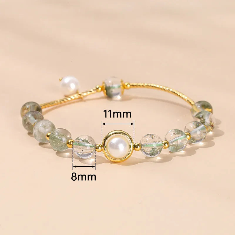 Women's crystal agate bracelet with natural beads in fruit, bow and animal charm designs