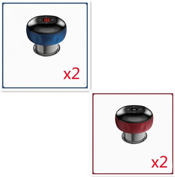 Electric vacuum cupping massager with LED display, 12 suction and heat levels, blue colour model