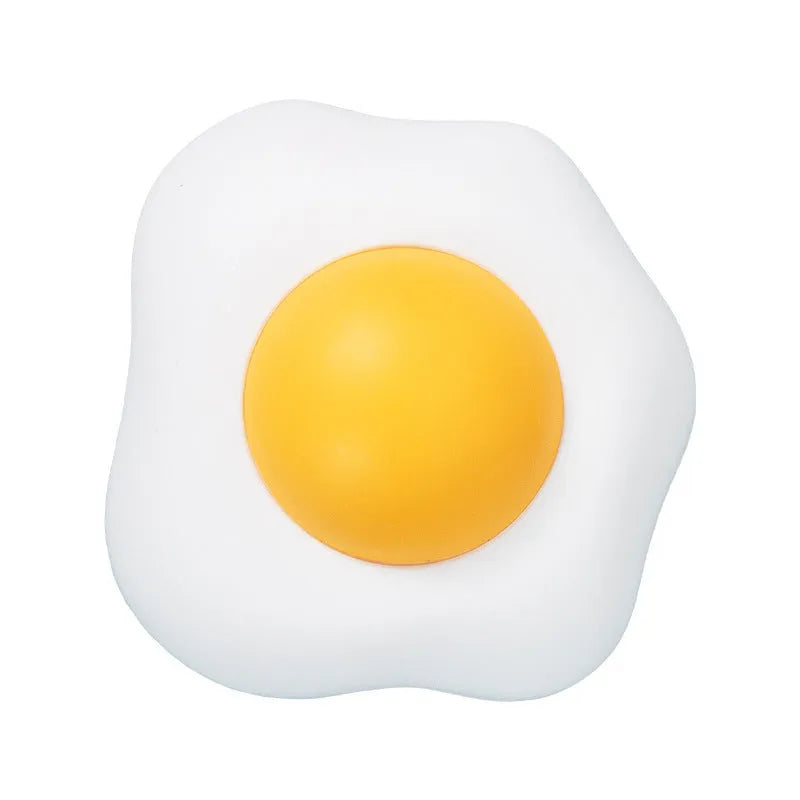 Soft plush catnip ball toy in fried egg shape for wall play with cats