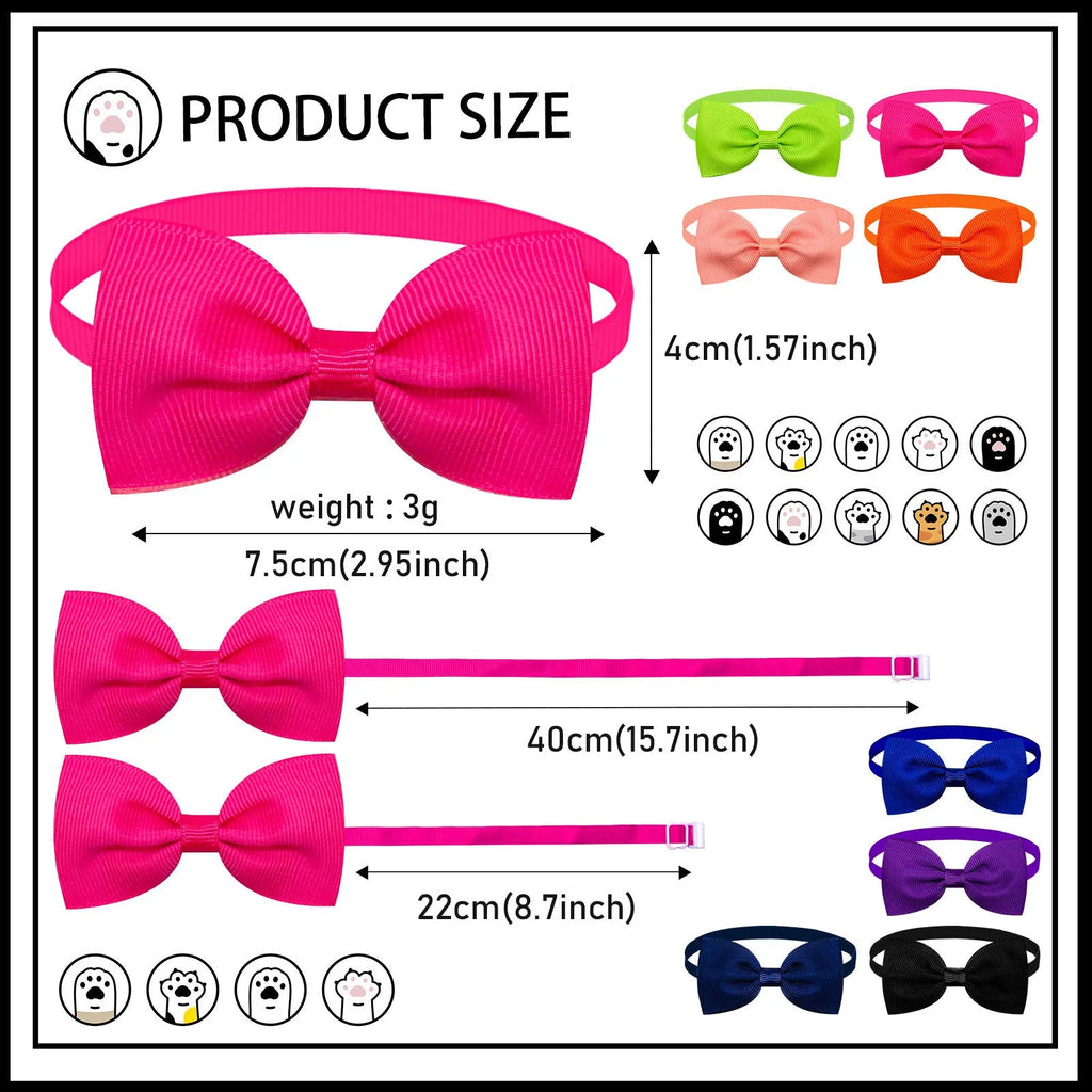 Adjustable thread belt bow tie for cats and dogs, monochrome pattern, available in multiple colours