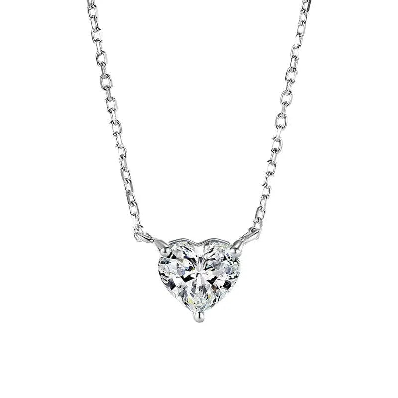 Silver-colour copper heart pendant necklace on a 45 cm chain