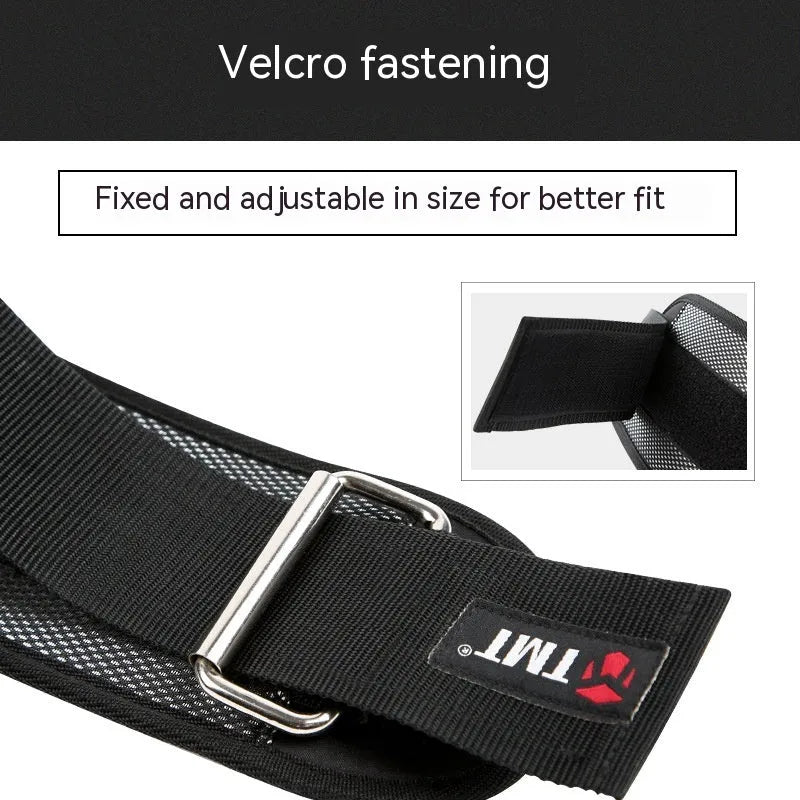 Deep squat workout belt for weightlifting hard pull with lumbar support in black