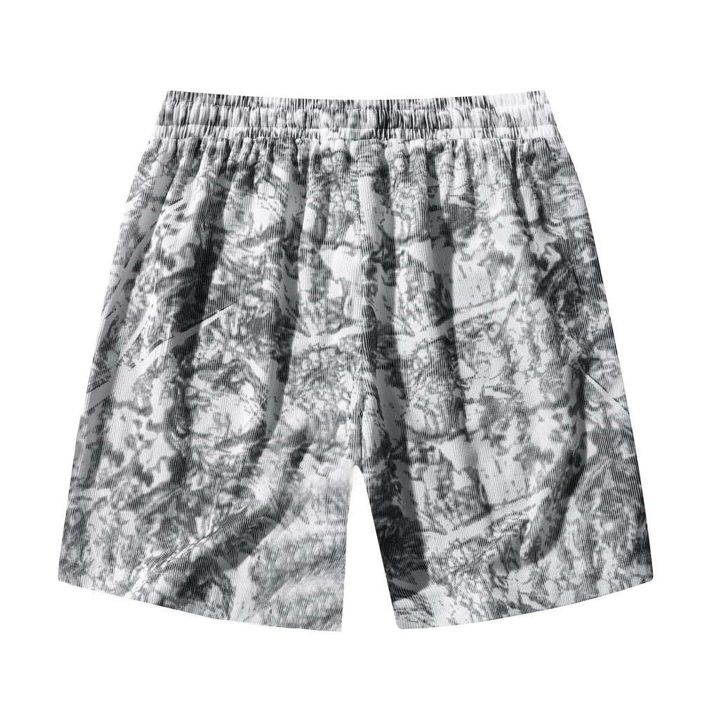 Men's camouflage pattern corduroy athletic shorts in straight cut design with micro elasticity