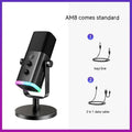Dynamic noise reduction microphone in black, pink, or white with XLR cable, data cable, and desk base