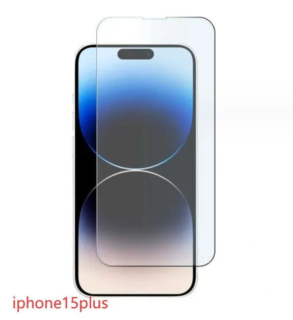 Tempered glass screen protector with 9H hardness for iPhone and Samsung phones.