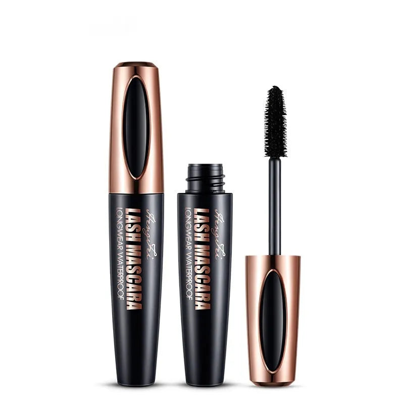Black waterproof and sweat-proof mascara tube for long curling lashes.