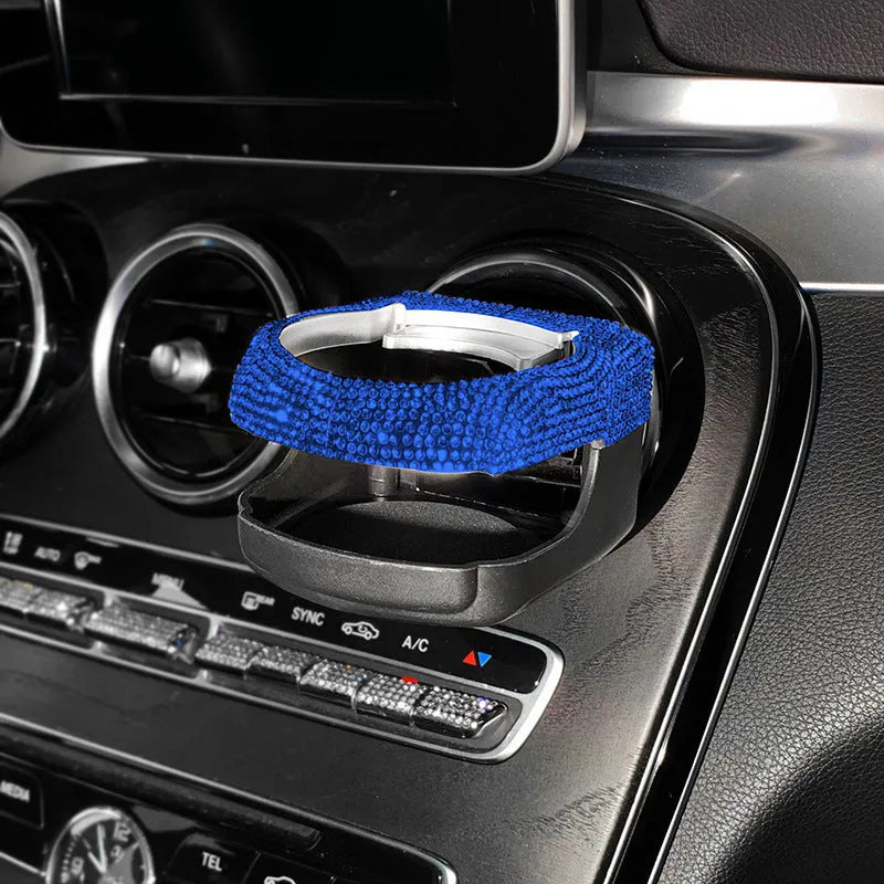 Diamond-decorated car air vent cup holder in white, colour, pink, red, blue, black or green