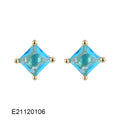 Gold-plated drop earrings with colourful cubic zirconia stones on a copper base.